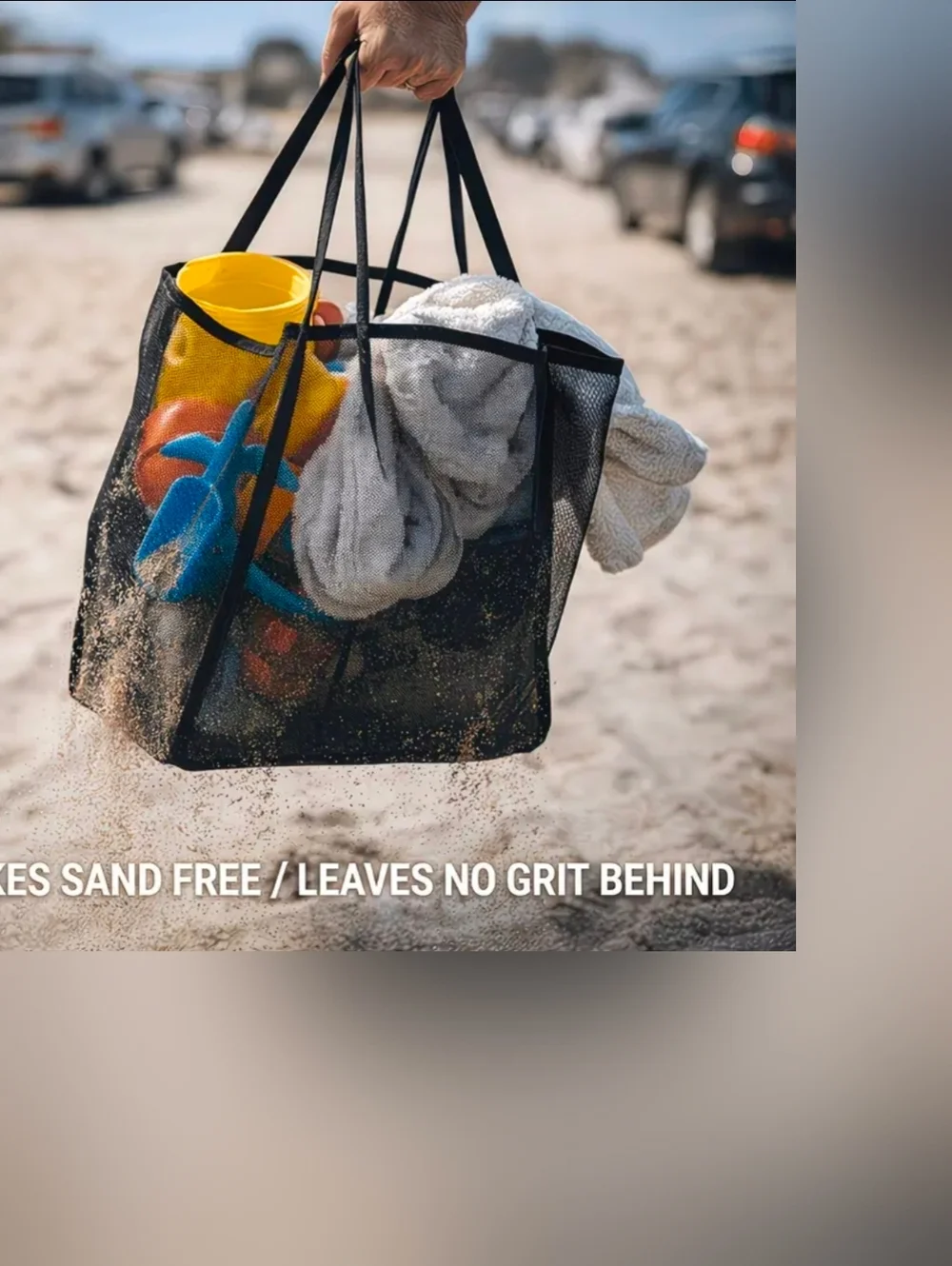 Mesh Beach Tote Lightweight Summer Bag ! Just Shake And Rinse!! Done ! No Mess